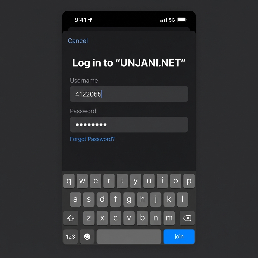 Screenshot Login Wi-Fi iPhone